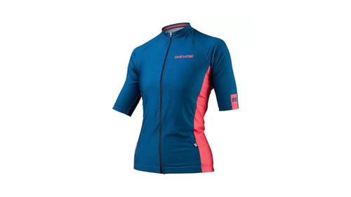Camisa Ciclismo Evoe Classic Blunky Feminina Azul/Coral 